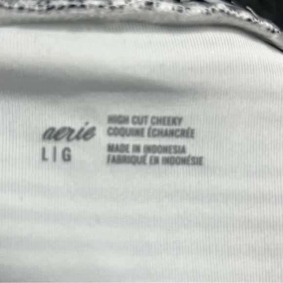 Aerie‎ High Cut Cheeky Bikini Bottom Swim Large Black White Stripe NWT Swimwear - Picture 6 of 6